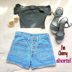 Denim Buttonfly Shorts by 🍒 "Im Cherry"🍒